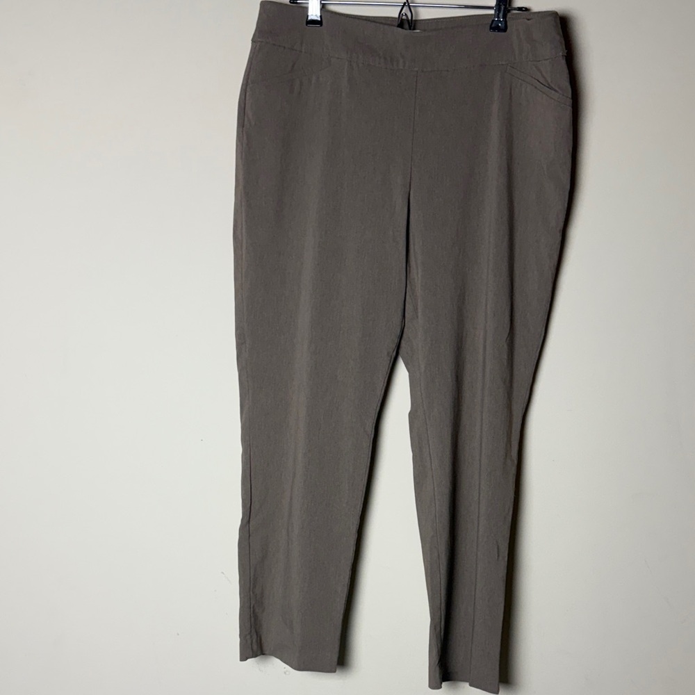 Talbots Petite Tan Size 16 High Rise dress pants stretchy faux pockets straight